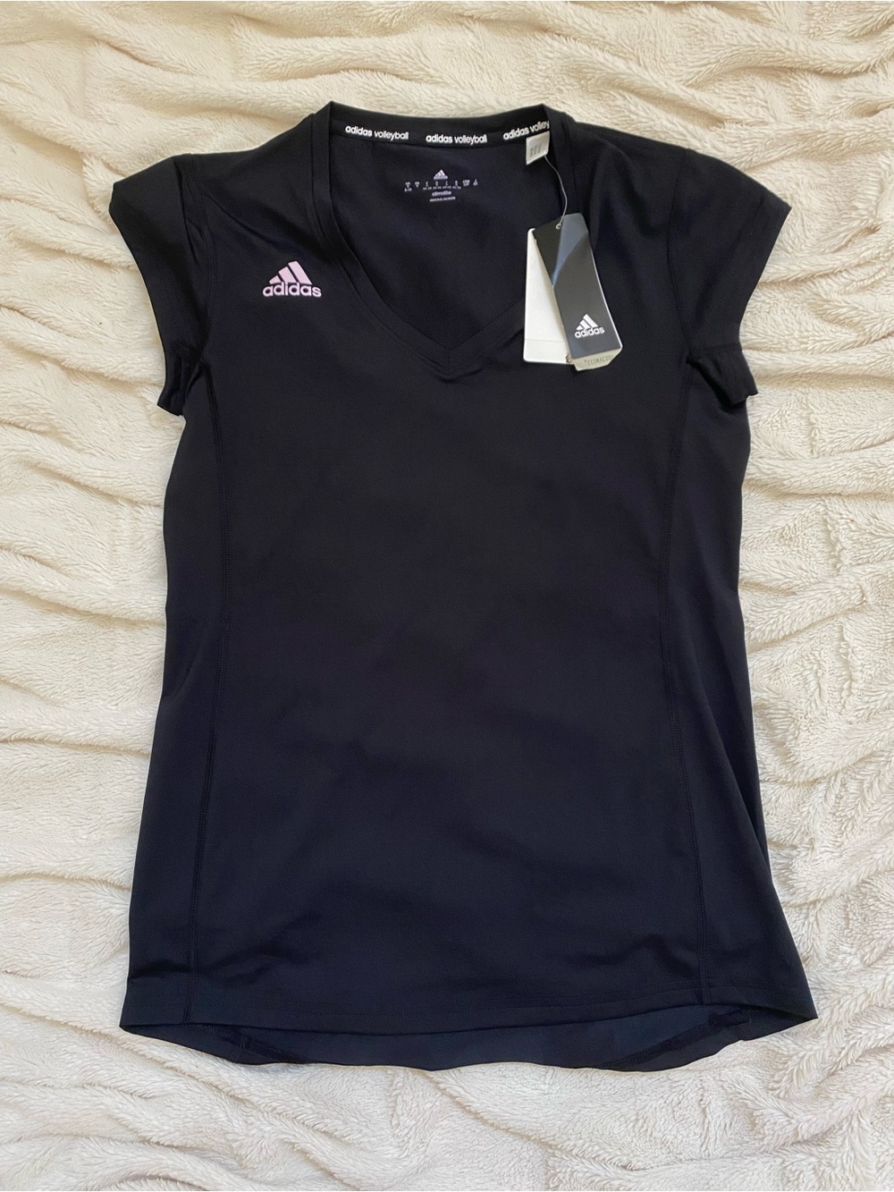 NWT Adidas Volleyball t-shirt short sleeve v-neck black Sz S